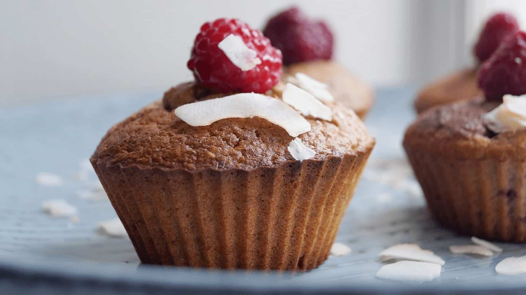 Sunde muffins med hindbær