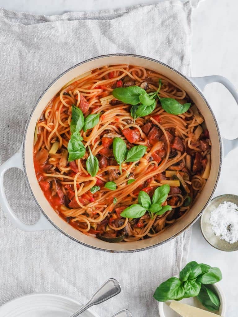 One pot pasta med chorizo opskrift