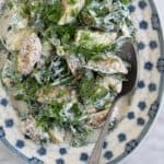 Hjemmelavet kold kartoffelsalat med dild og rucola