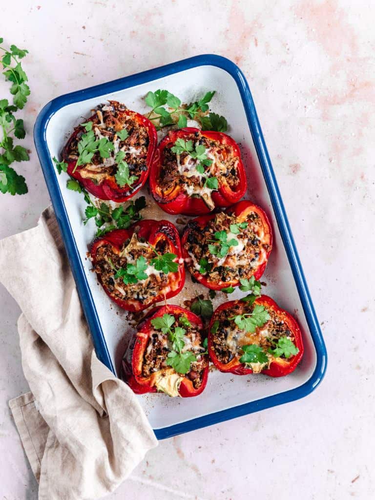 vegetariske Fyldte peberfrugter med quinoa