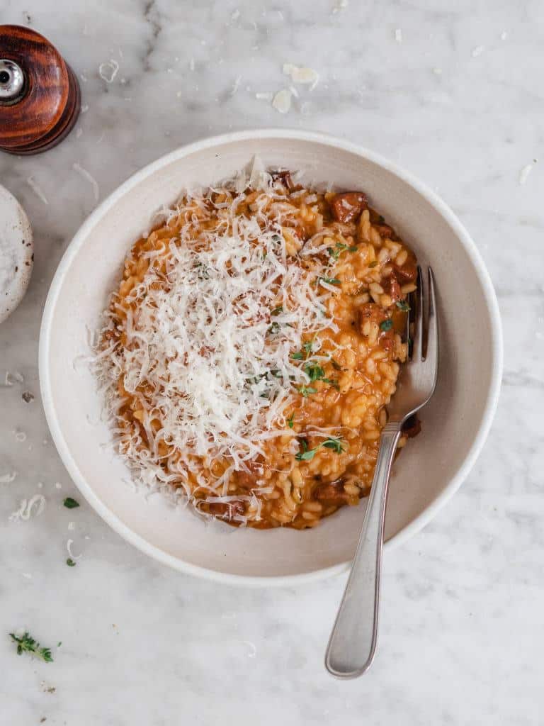 risotto med chorizo og parmesan