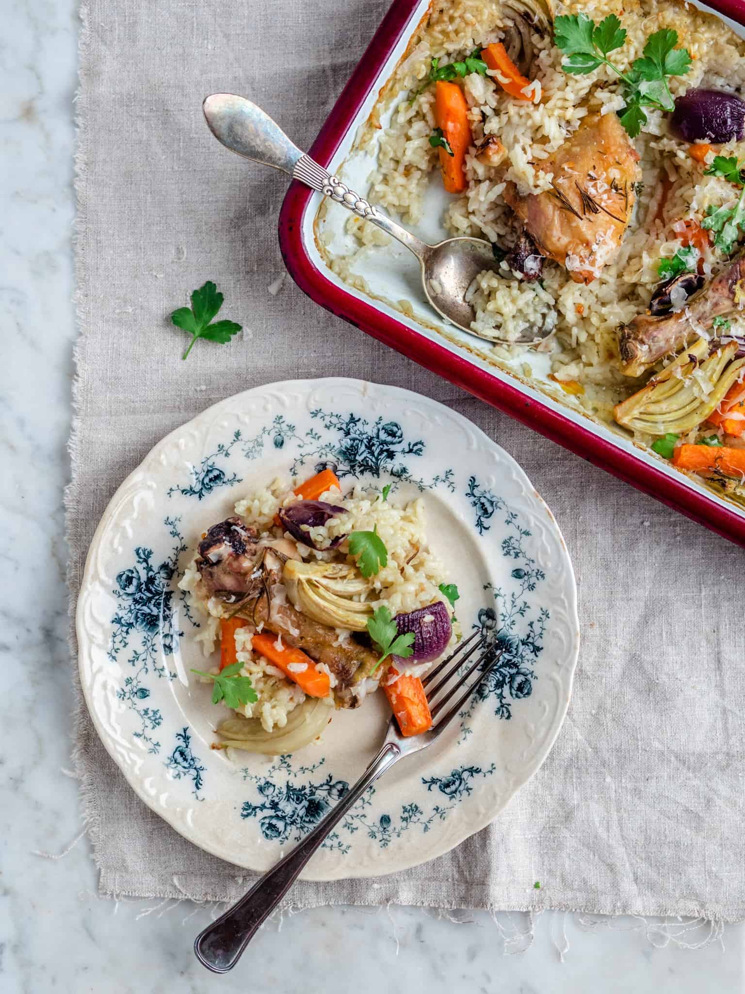 Risottofad - Bagt Risotto Med Kylling Og Grøntsager