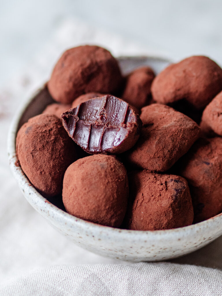 trøfler med chokolade