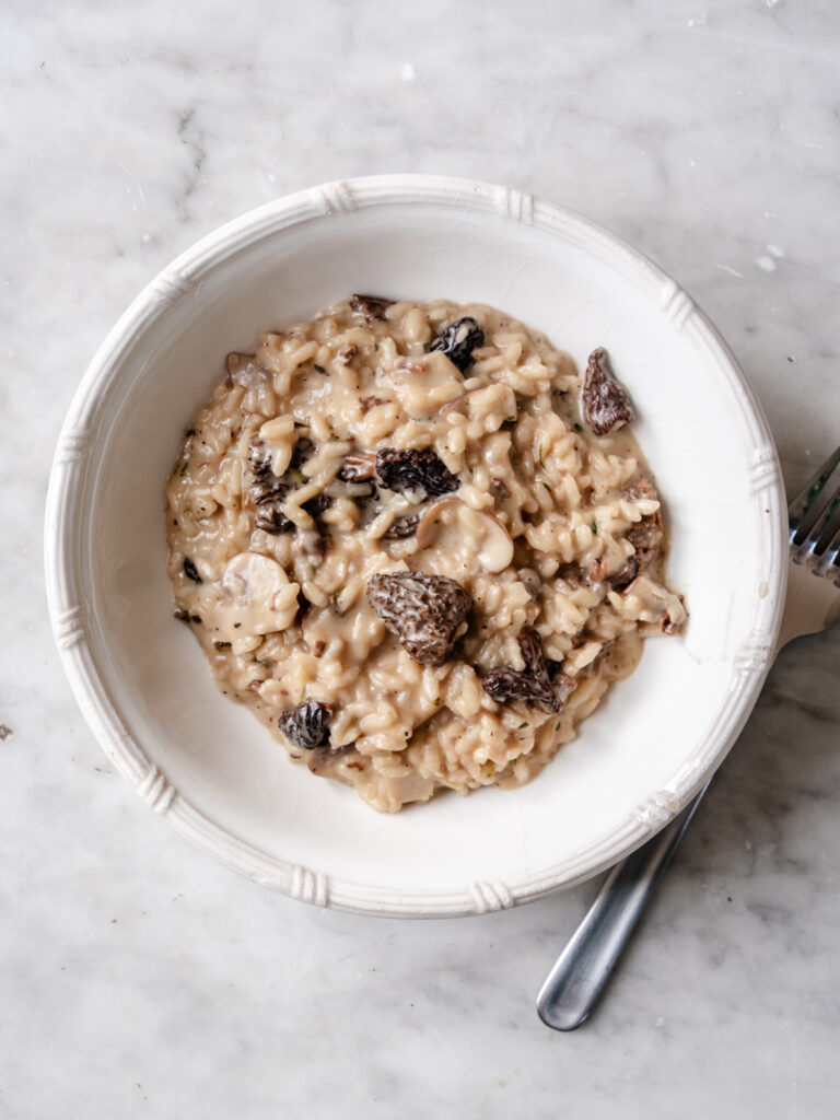 Morkel risotto med tørrede morkler