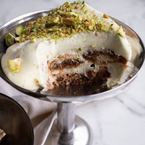 Bedste pistaciet iramisu med mascarpone og pistacienødder