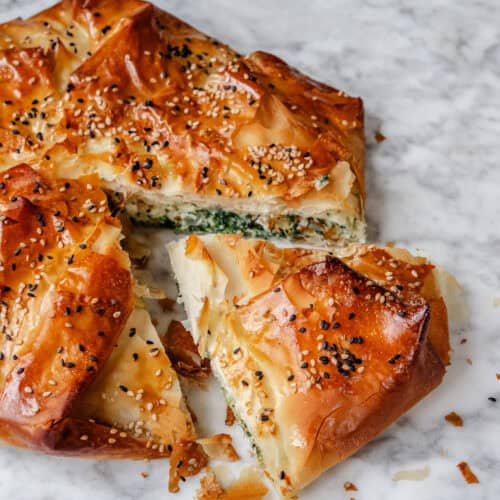 Spanakopita med spinat, feta og æg