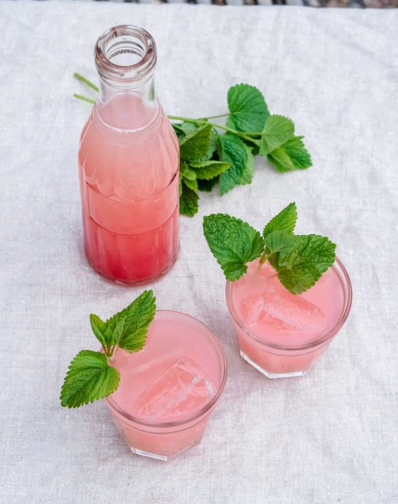 Pink rabarber lemonade drink